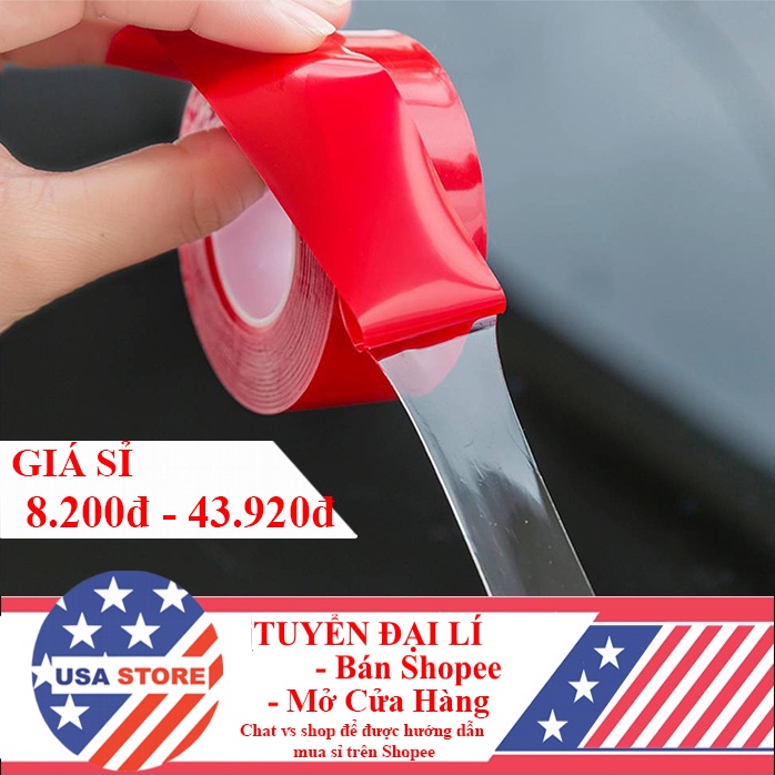 Cuộn Keo Dính Silicon 2 Mặt Siêu Dính J3 (Loại 1 Màng Đỏ) - Dán Đa Năng Trong Suốt (Chọn Cỡ)
