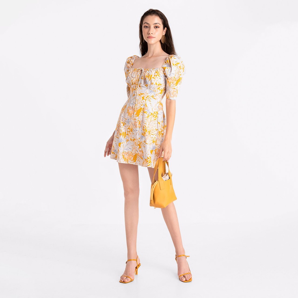 Đầm Hoa Tay Hở Lưng Đan Dây - EDINI - D1509