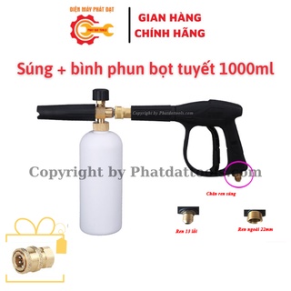 Súng Xịt Rửa Xe Cao Cấp Kèm Bình Phun Bọt Tuyết 1000ml Cao Cấp-Súng Xịt Bọt Tuyết-Tặng kèm 100ml dung dịch rửa xe