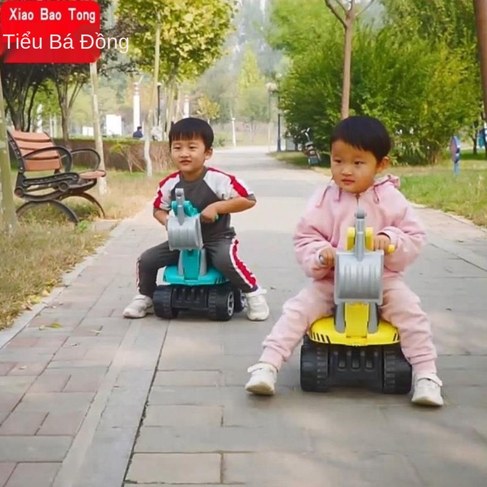 Máy xúc Xiaobatong trẻ em có nhạc thể ngồi trên ô tô đồ chơi, xe công trình