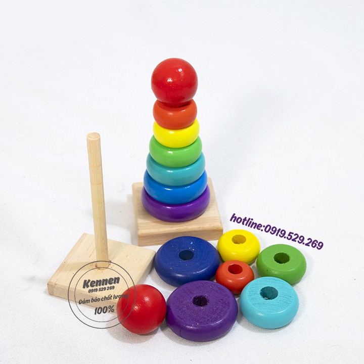 Xếp tháp cầu vồng giáo cụ montessori cho bé từ 1-3 tuổi