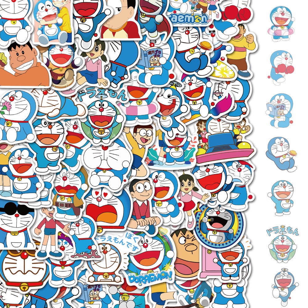 Bộ 50 Miếng Dán Graffiti Sticker Hoạt Hình Nhật Bản - Doremon - Hello Kitty - Phi Hành Gia - Phong Cảnh