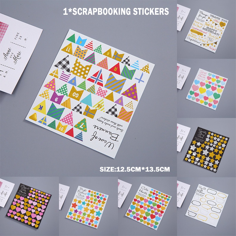 Bộ Sticker Dán Trang Trí Sổ Tay Diy Hình Chữ Số / Trái Tim / Ngôi Sao Dành Cho Trẻ Em