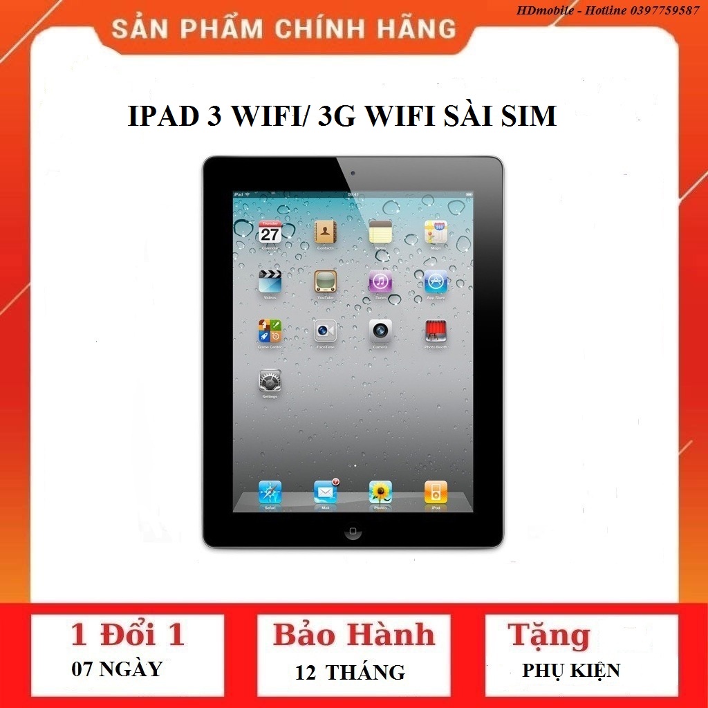 máy tính bảng i pad 3 wifi/ 3G wifi sài sim 64GB, 32GB, 16gb
