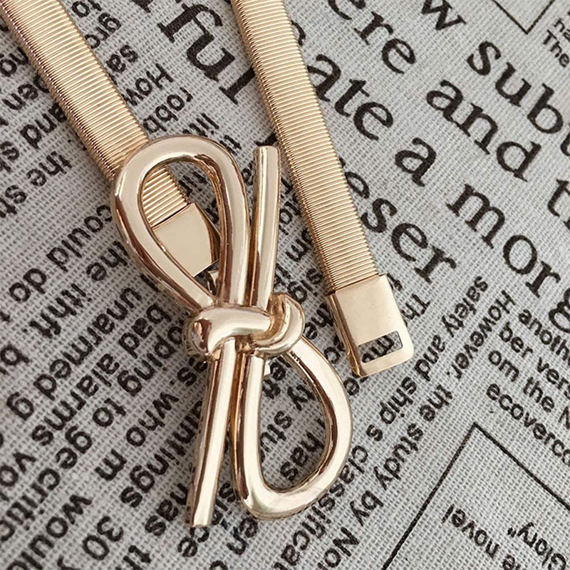 Thắt Lưng Co Giãn Phối Khóa Kim Loại Hình Nơ Thời Trang