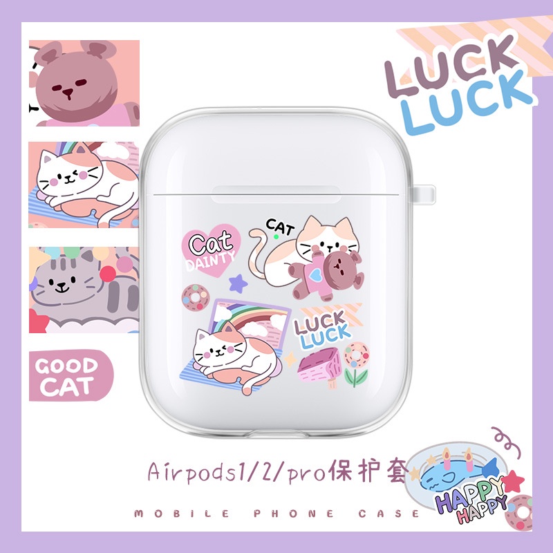 Vỏ Bảo Vệ Hộp Sạc Tai Nghe airpods 1 2 Pro 3rd Generation Pro 1/2 Trong Suốt Chống Sốc Họa Tiết Hoạt Hình Kiểu Nhật Hàn Dễ Thương