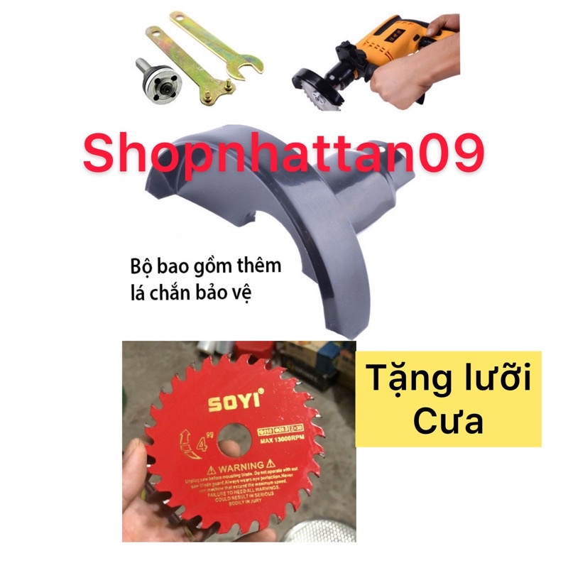 Trục 10mm chuyển đổi máy khoan thành máy cắt có lá chắn tặng 1 lưỡi cưa sory