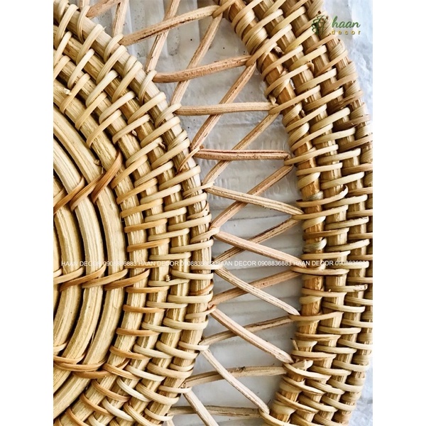 Tấm lót mây kiểu decor treo tường, chụp ảnh; Tấm lót bình hoa đường kính 25cm