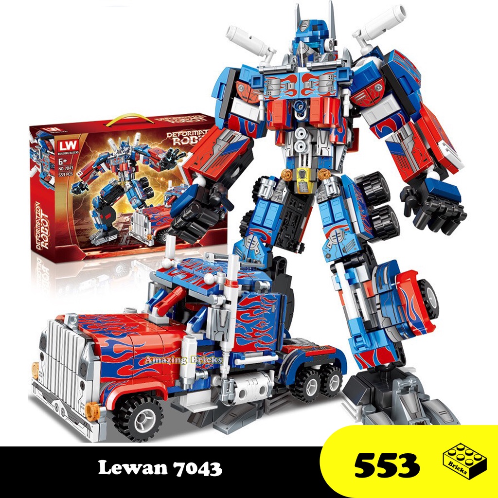 Đồ chơi Lắp ráp Robot Optimus Prime, Lewan 7043 Autobot, Xếp hình thông minh, Mô hình người máy [553 Mảnh ghép]