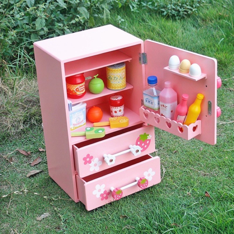 Đồ chơi gỗ - Tủ Lạnh Dâu Hồng Mother Garden