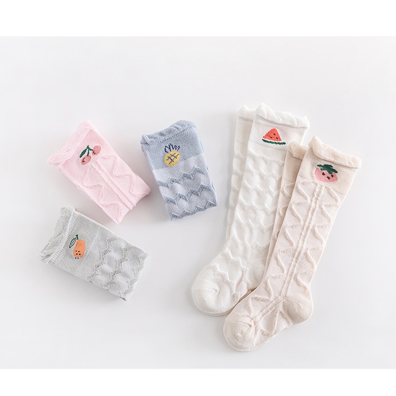 Vớ LUCKYCANDY cotton cổ cao qua đầu gối họa tiết hoạt hình nhiều màu sắc tùy chọn dễ thương dành cho em bé