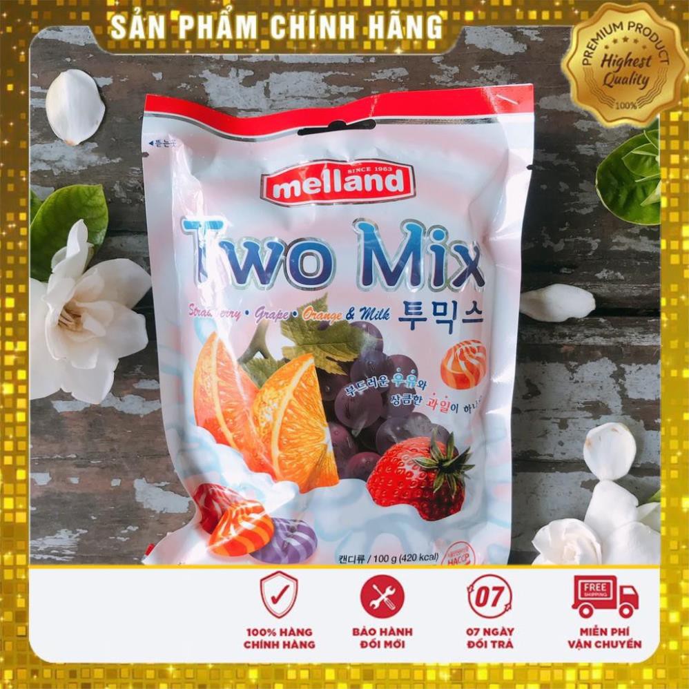 💥 ⚡ SẢN PHẨM CHÍNH HÃNG 💥 ⚡   SẢN PHẨM CHÍNH HÃNG   KẸO MELLAND TWO MIX VỊ HOA QUẢ GÓI 100G