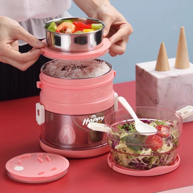 Cặp lồng Đựng Cơm Lõi Inox, Hộp Đựng Cơm Lõi Inox 3 Chống Tràn Đổ Giữ Nhiệt
