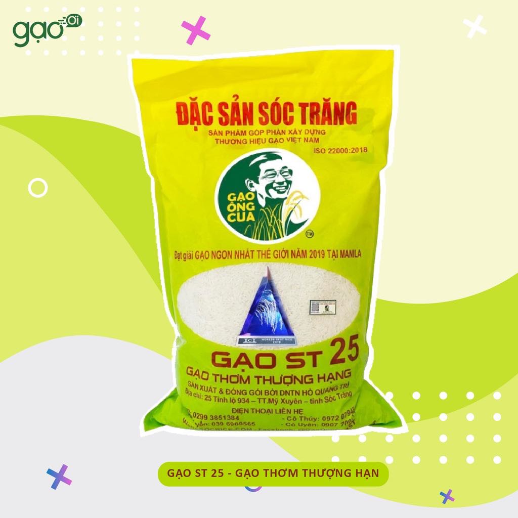 Gạo St25 Đặc Sản Sóc Trằng, Bao 5kg Chính Hiệu Ong Cua, Gạo Cho Cơm Mềm, Đậm Vị, Dẻo, Mùi Thơm Tự Nhiên