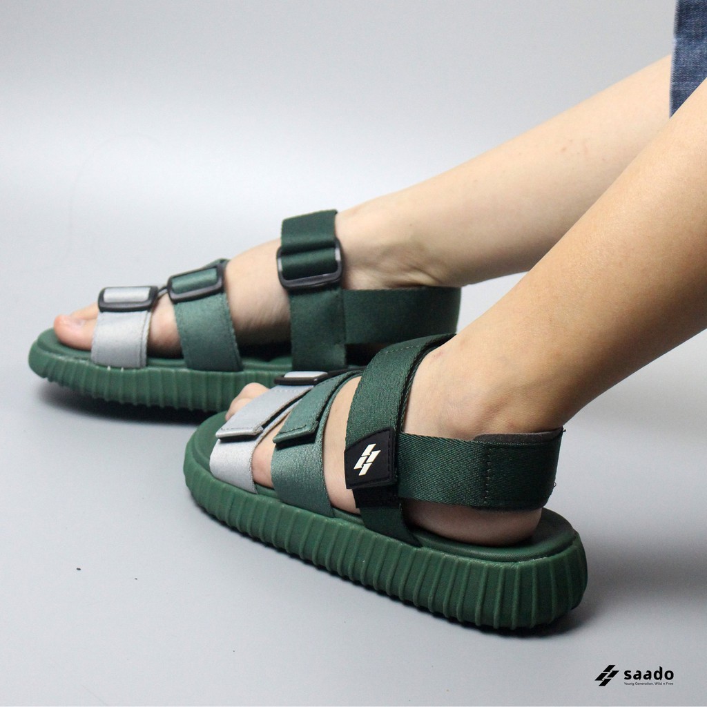 [CHÍNH HÃNG] SANDAL SAADO | BC01 Fresh –  Màu Xanh Rêu Pantone Đế Xuồng | Giày Sandal Nam Nữ Thương Hiệu Mỹ Cao Cấp