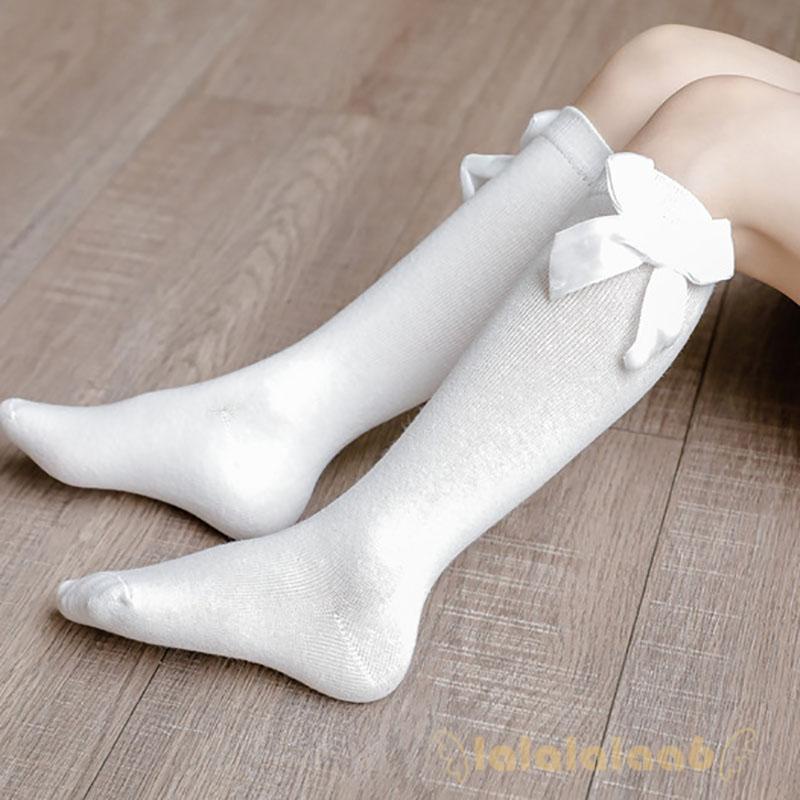 Vớ cotton cổ cao đính nơ màu sắc ngọt ngào dễ thương cho bé gái sơ sinh