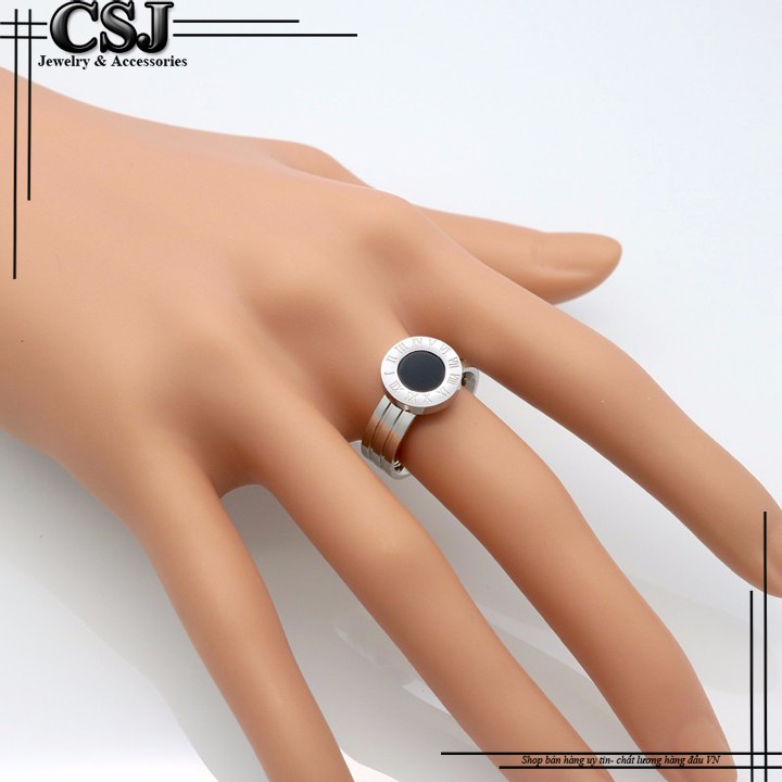 NHẪN NỮ TITAN SỐ LA MÃ MÀU TRẮNG siêu cute - tặng hộp đựng xinh xắn