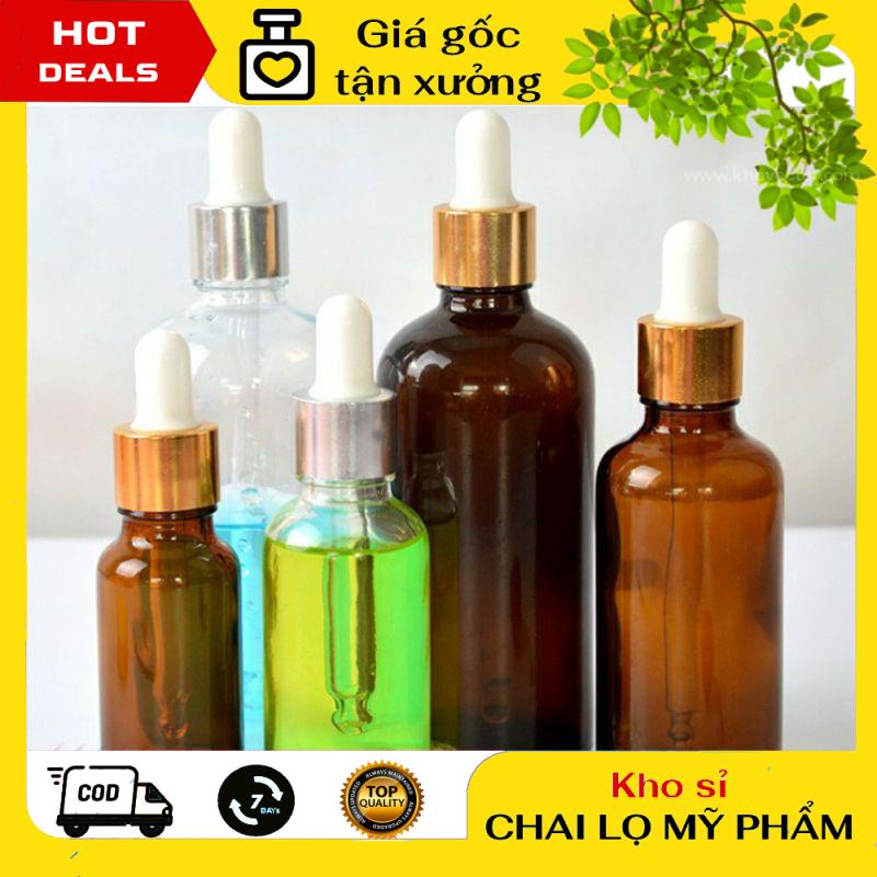 Lọ Chiết Serum ❤ GIÁ TẬN GỐC ❤ [50ml] Chai lọ tinh dầu thủy tinh nắp bóp giọt Khoen Vàng chiết serum , phụ kiện du lịch