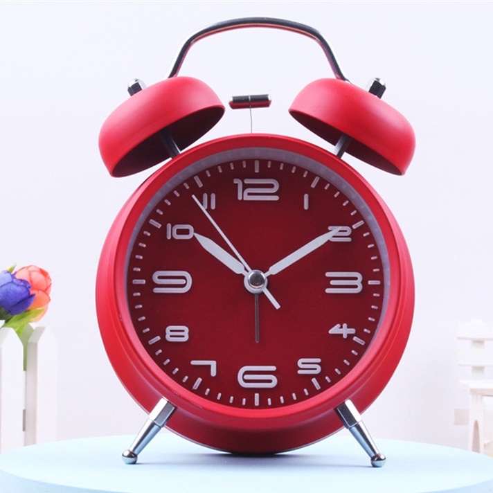 Đồng hồ kim loại báo thức có đèn ngủ