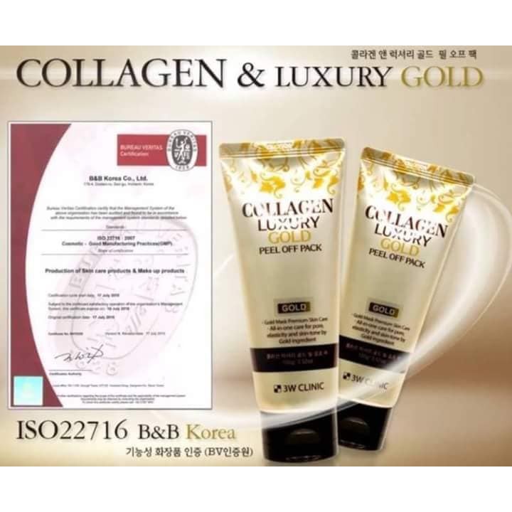 Mặt Nạ Lột Tinh Chất Vàng 24K 3W CLinic Collagen & Luxury Gold Peel Off Pack 100g