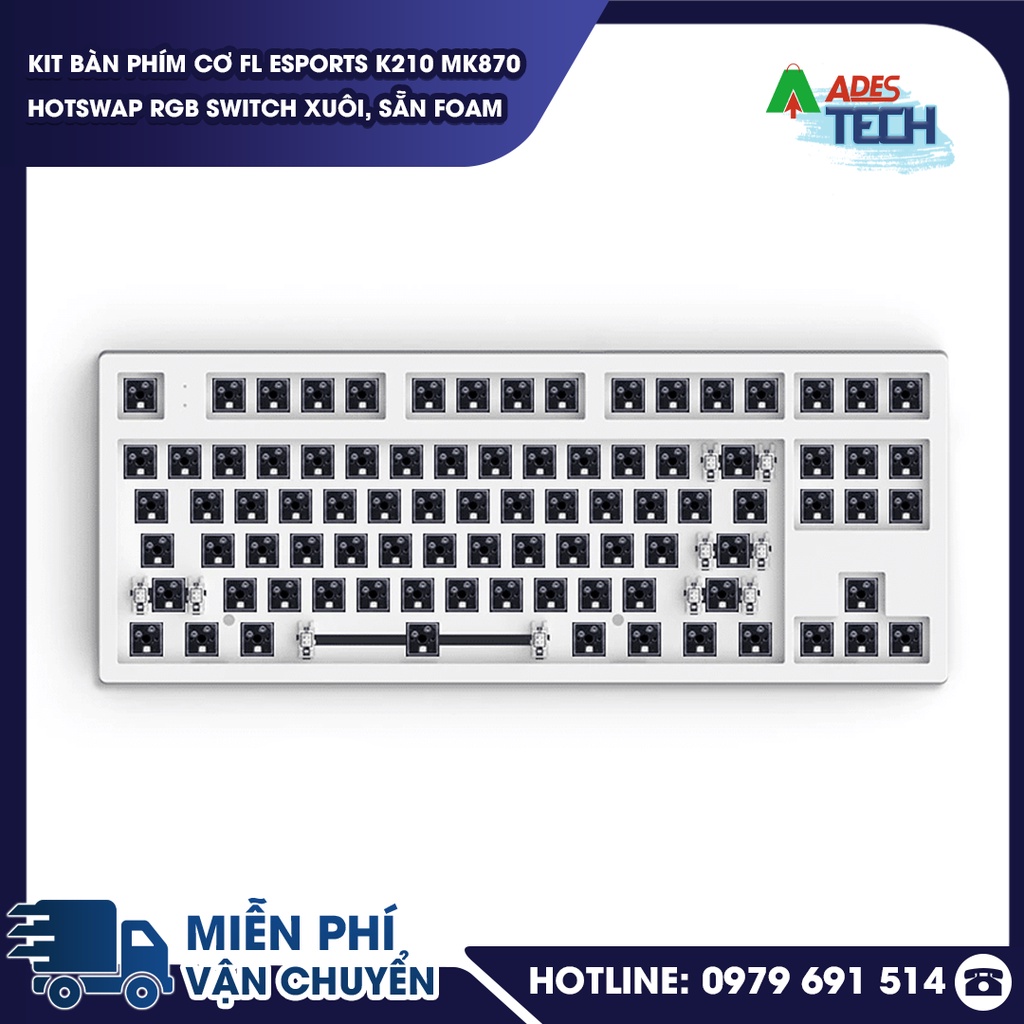 KIT Bàn Phím Cơ FLEsports K210 MK870 Hotswap RGB Switch Xuôi, Sẵn FOAM | 1 Mode / 3 Mode | BH Chính Hãng 12 tháng