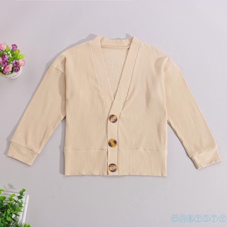 Áo Cardigan Dệt Kim Tay Dài Màu Sắc Trơn Thời Trang Mùa Thu Cho Bé Gái