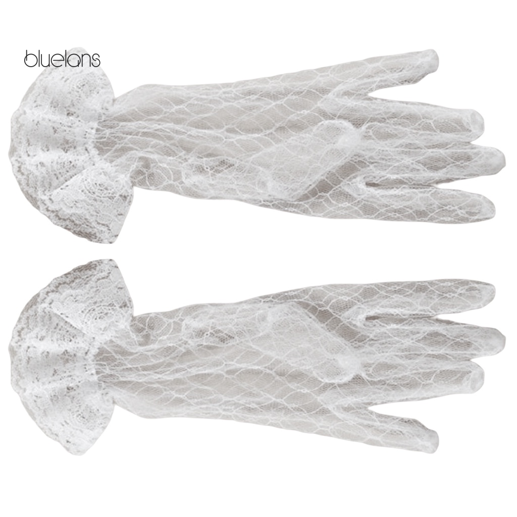 1 Đôi Găng Tay Cô Dâu Vải Lưới Phối Ren Thanh Lịch