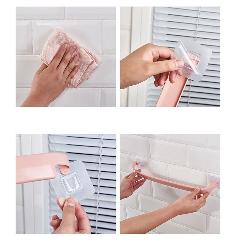 Giá Đỡ Thanh Treo Dép / Khăn Tắm Dán Tường Bằng Nhựa PP Không Đục Lỗ Siêu Dính Có Thể Tháo Rời