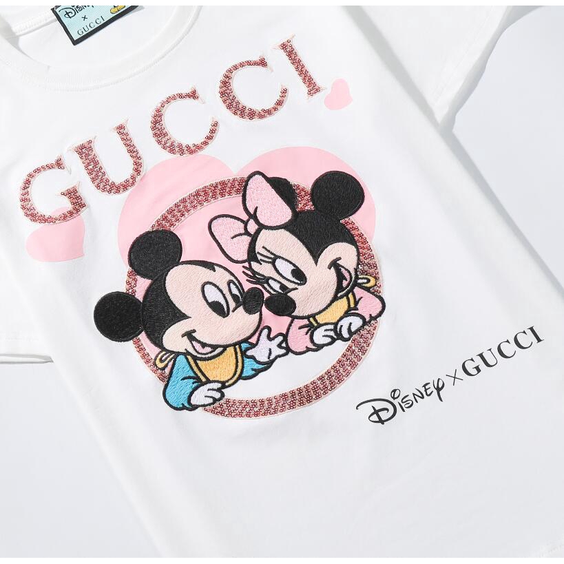 Áo Thun Ngắn Tay Thêu Hình Chuột Mickey Đính Sequin Thời Trang Cho Nam Và Nữ