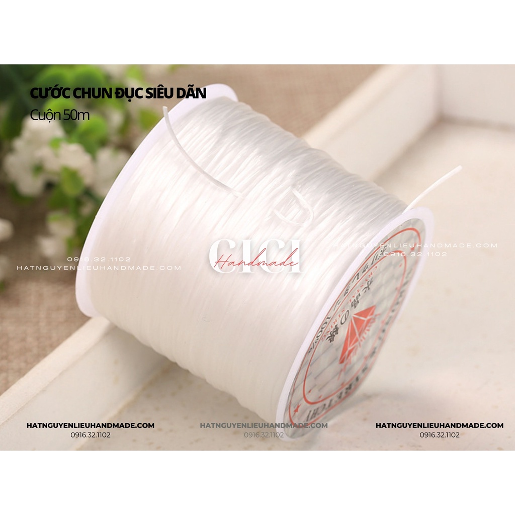 Cước chun đục siêu dãn Cici Handmade hạt cườm nguyên liệu tự làm kẹp tóc cô dâu đính kết làm vòng tay
