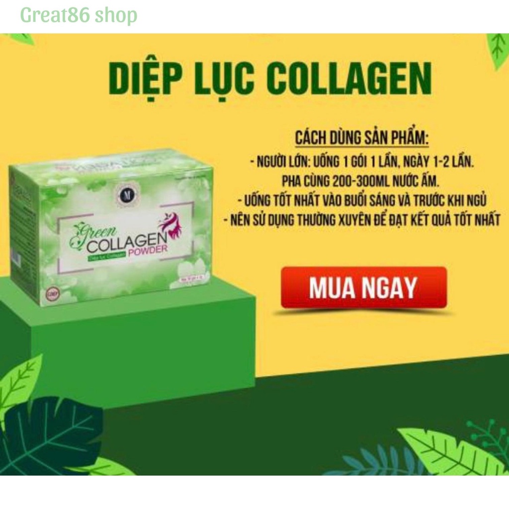 Diệp lục collagen great86 green collagen hộp 30 gói hỗ trợ cho phái nữ sức khỏe sắc đẹp và tăng cường nội tiết tố nữ