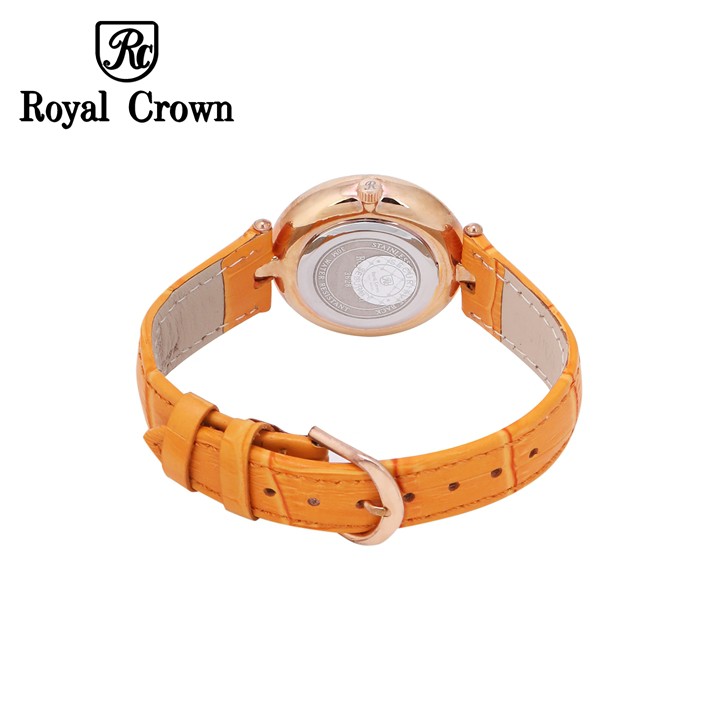 Đồng Hồ Nữ Chính Hãng Royal Crown 3628 Dây da cam vỏ vàng hồng