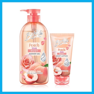 Sữa tắm benice love me peach shower gel peach love rosy 450ml + benice tone up lotion peach love rosy 70g