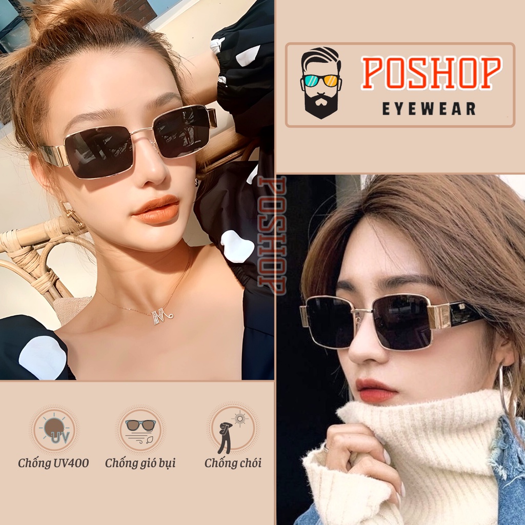 Kính mát thời trang nam nữ cao cấp POSHOP chống tia cực tím UV400 gọng to mắt vuông dễ đeo màu sắc tinh tế BALENTO
