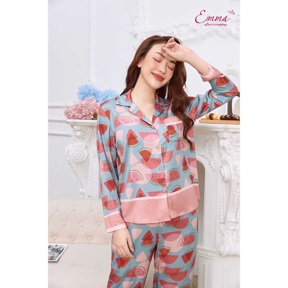Đồ Bộ Mặc Nhà Pyjama Lụa Dưa Hấu Emma ETLU.20.019.02