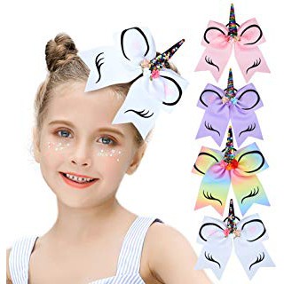 Dây buộc tóc KIDSBOWS đính nơ sừng kỳ lân nhiều màu tùy chọn cho bé gái