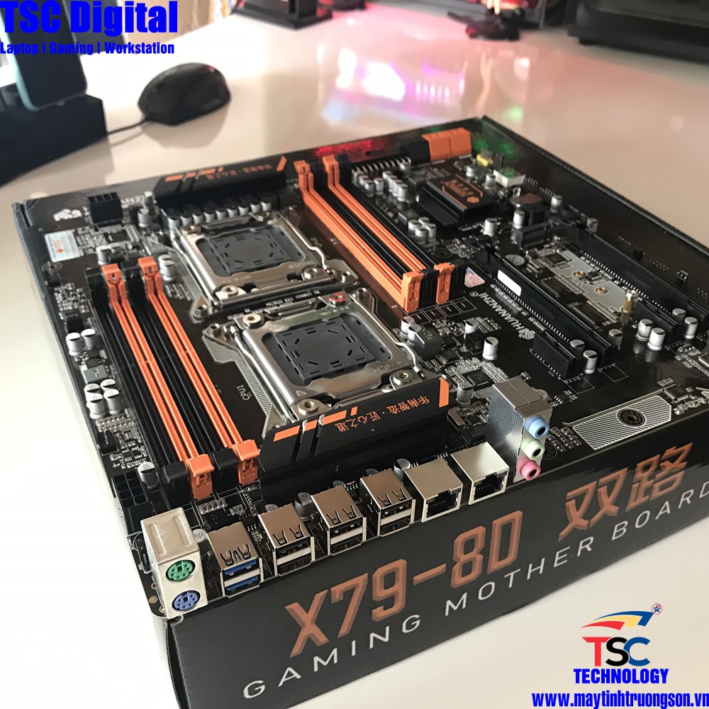 Mainboard Huananzhi X79-8D Dual CPU 8 Khe Ram | CPU Supports LGA 2011 V1 V2 - Có Chân Lắp SSD M.2 NVME