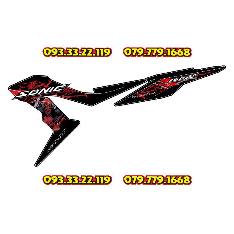 Tem Chế Rời Honda Sonic 150R Deadpool - Tem Chuẩn