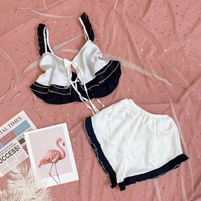 XÃ KHO BÁN LỖ ❣️ BỘ NGỦ MẶC NHÀ CROPTOP 2S ÁO MẶC  ĐƯỢC 2 KIỂU SIÊU XINH