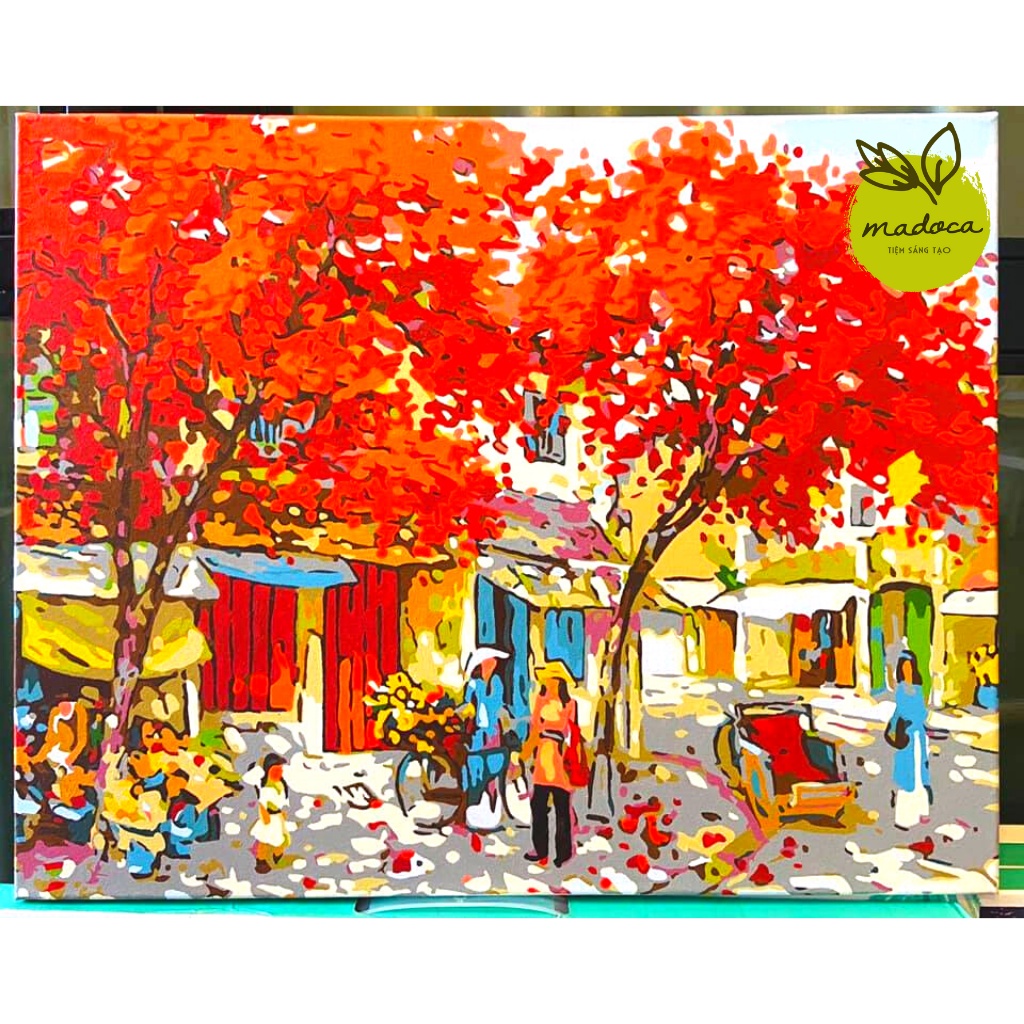 Tranh tô màu số hóa Madoca có khung 40x50cm kết hợp TVN4 và TVN5