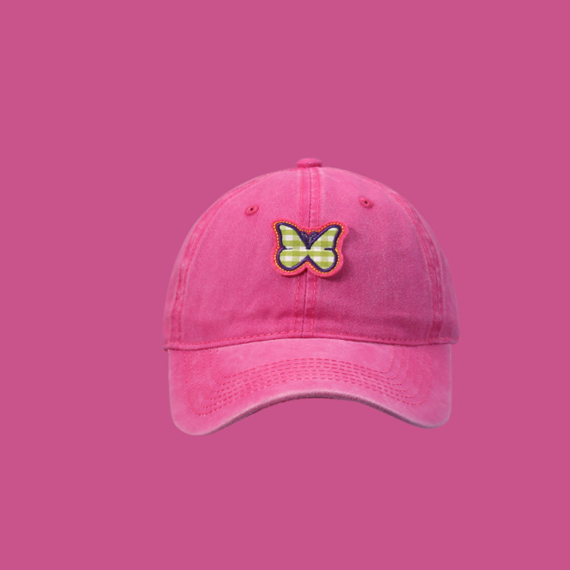 Mũ Lưỡi Trai Màu Trơn Thêu Hình Bướm Dễ Thương Độc Đáo