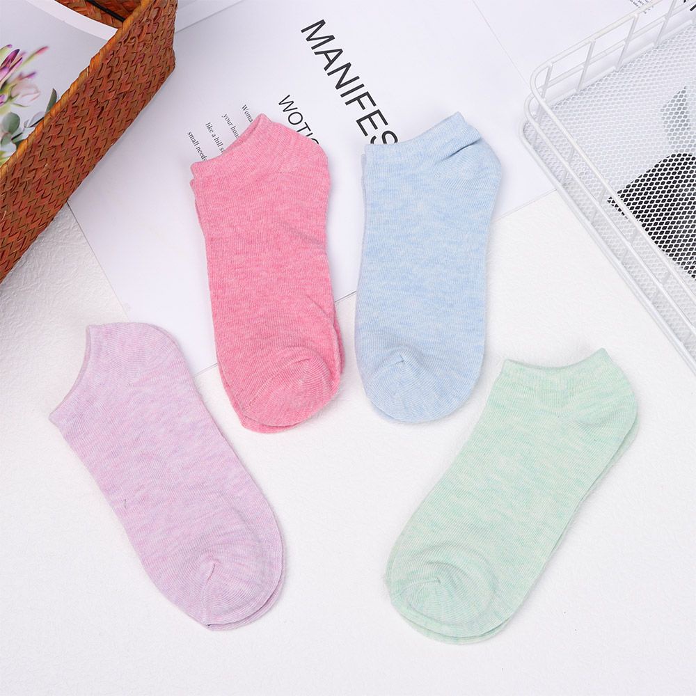 Vớ cotton mềm cổ thấp màu trơn thoáng khí thời trang cho nữ