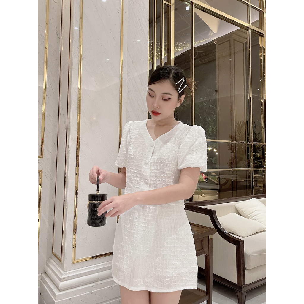 Set áo chân váy cổ tim mềm trẻ trung Set Sabrina DS86 Cin house