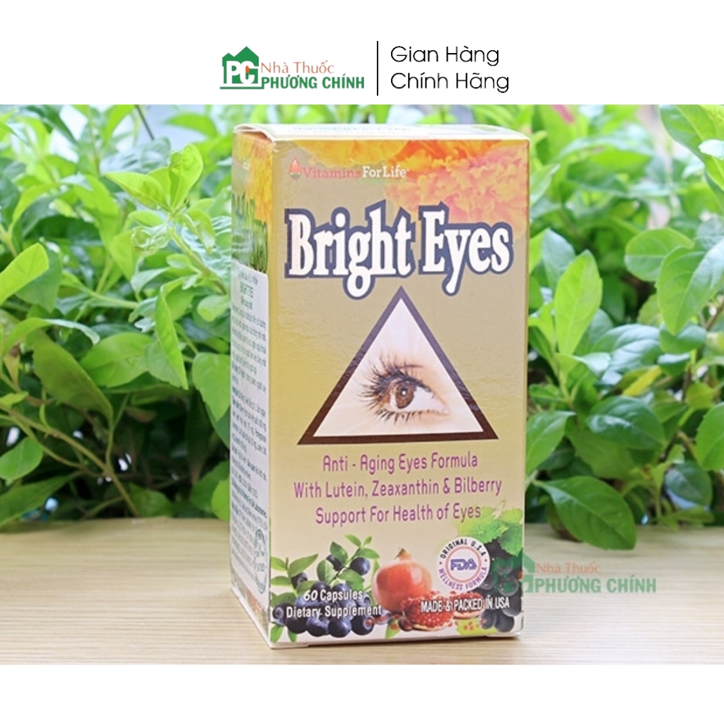 Viên Uống Bổ Mắt, Sáng Mắt Bright Eyes Vitamins For Life Giúp Giảm Mỏi Mắt, Khô Mắt,Suy Giảm Thị Lực Hộp 60 Viê