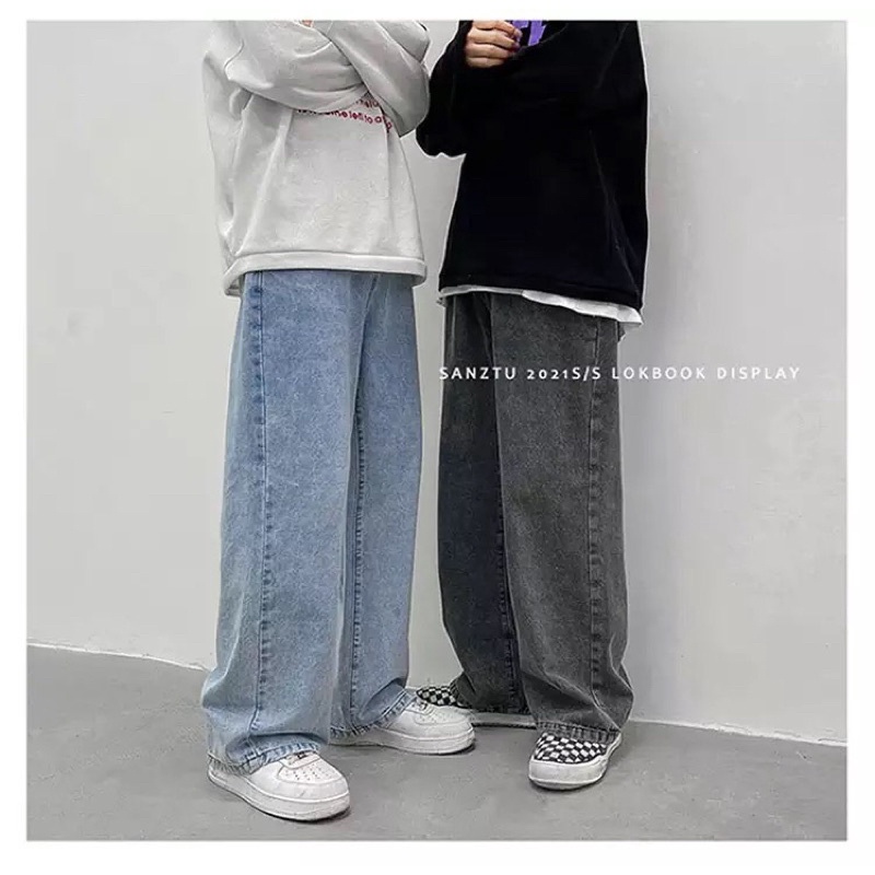 QUẦN JEAN ỐNG RỘNG - TAN -DÁNG SUÔNG PHONG CÁCH HÀN QUỐC - QJH - THỜI TRANG UNISEX - Có size cho Nam và Nữ