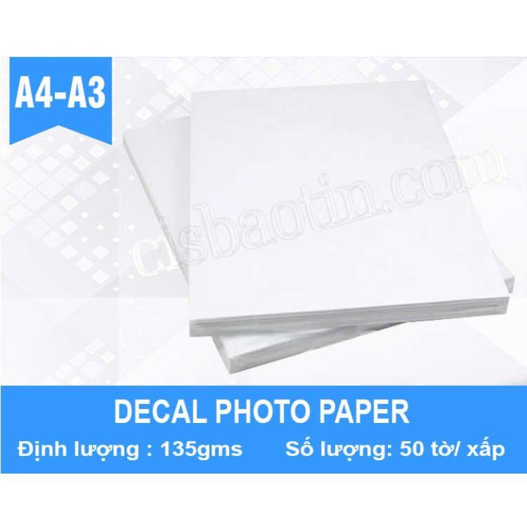 DECAL PHOTO GIẤY ẢNH 135GSM A4( xấp 50 tờ0