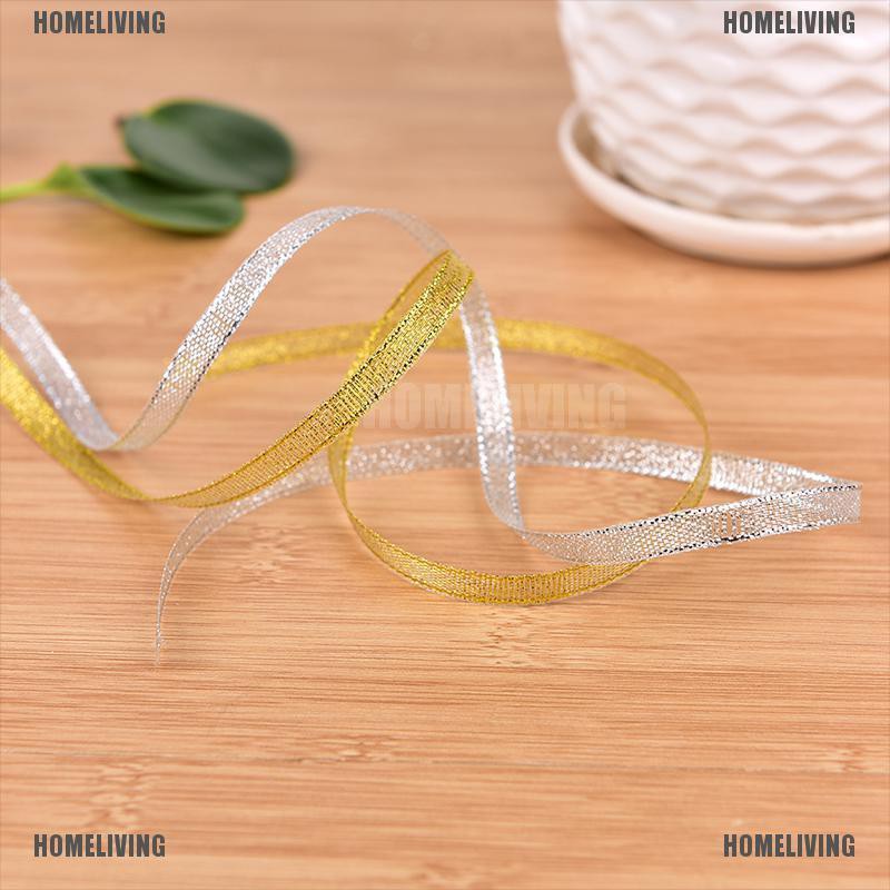 Cuộn Dây Ruy Băng Lụa Satin Màu Vàng / Bạc 25 Yards Dùng Trang Trí Giáng Sinh DIY