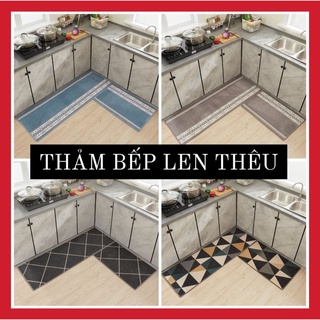 COMBO 2 TẤM THẢM TRẢI SÀN BẾP THÊU LEN SỢI DỆT CAO CẤP CHỐNG TRƠN TRƯỢT MIN HOME (50x80cm và 50x120cm)