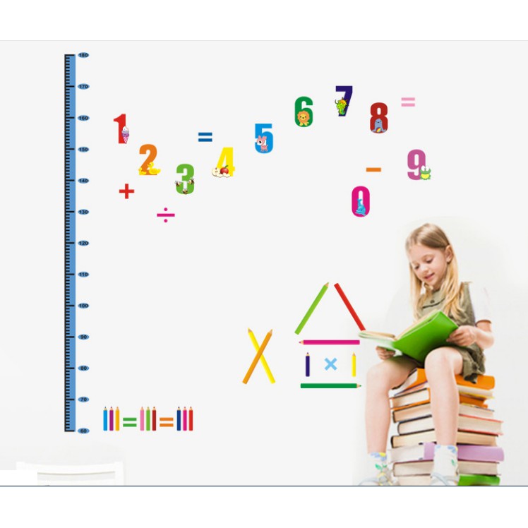 Decal trang trí tường Thước Đo Số Thứ Tự cho Trẻ