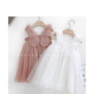 Váy ren bướm hồng trắng